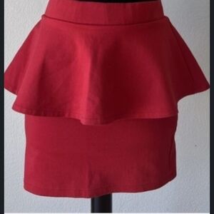 New, Zara Red Peplum Mini Skirt Size Small